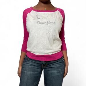 American Eagle Outfitters Raglan "AEAGLE New York" Top, Medium